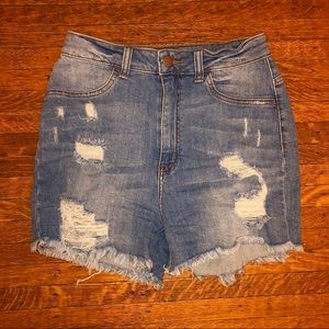 Fashion Nova Distressed High Waisted Jean Shorts